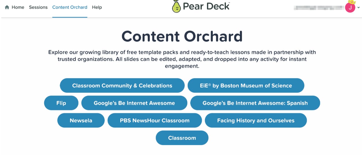Pear Deck's content orchard page