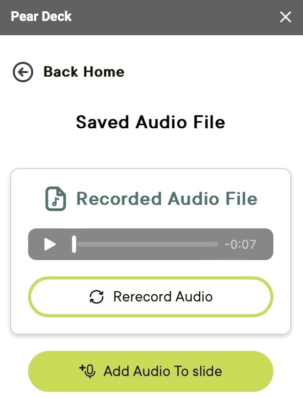 rerecord audio and add audio to slide buttons