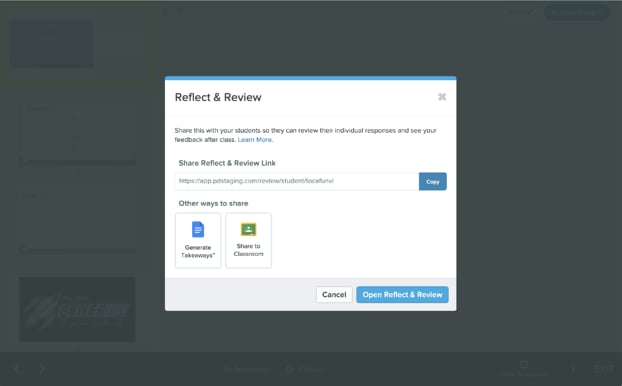 Reflect & review modal