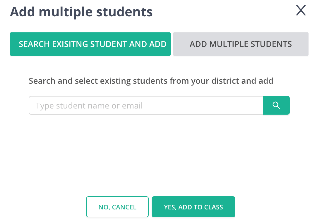 Search for an existing student's account.