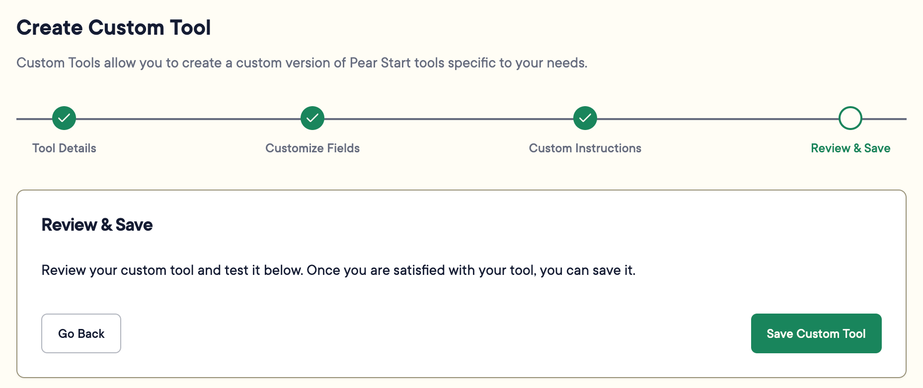 "Save a Custom Tool" button.
