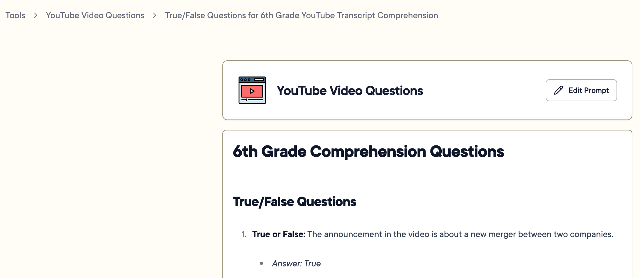 Example of generated questions.