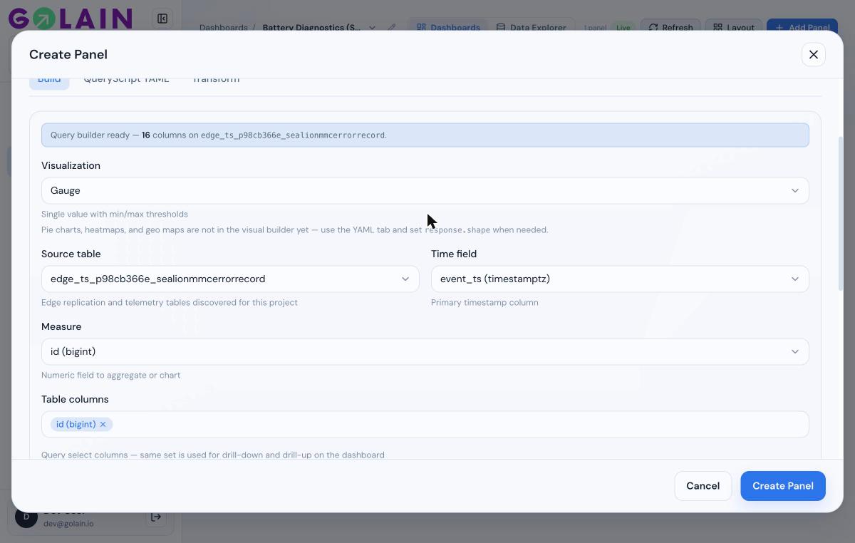 Measure dropdown reverted to id (bigint) instead of the transform's value output