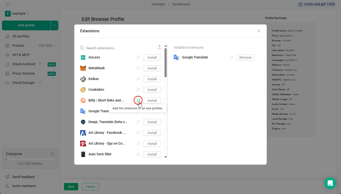 Adding browser extensions to profiles - Gologin documentation