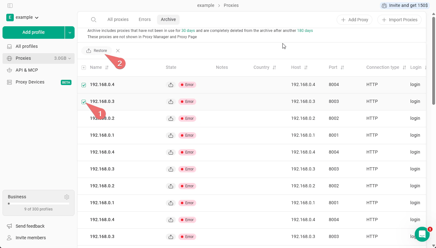 Restore Proxy Archive