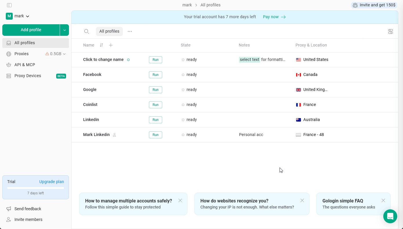 Accessing Shared Profile