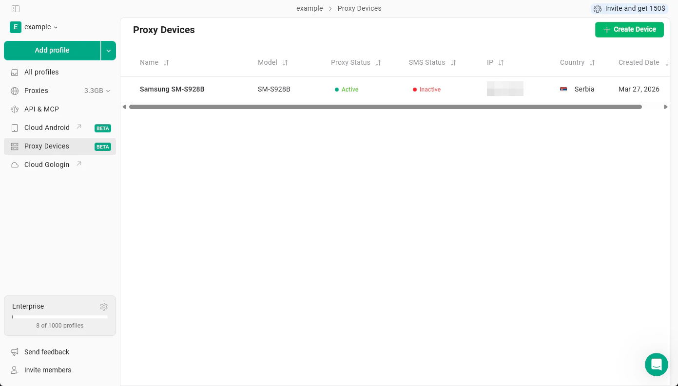 Proxy Devices Tab