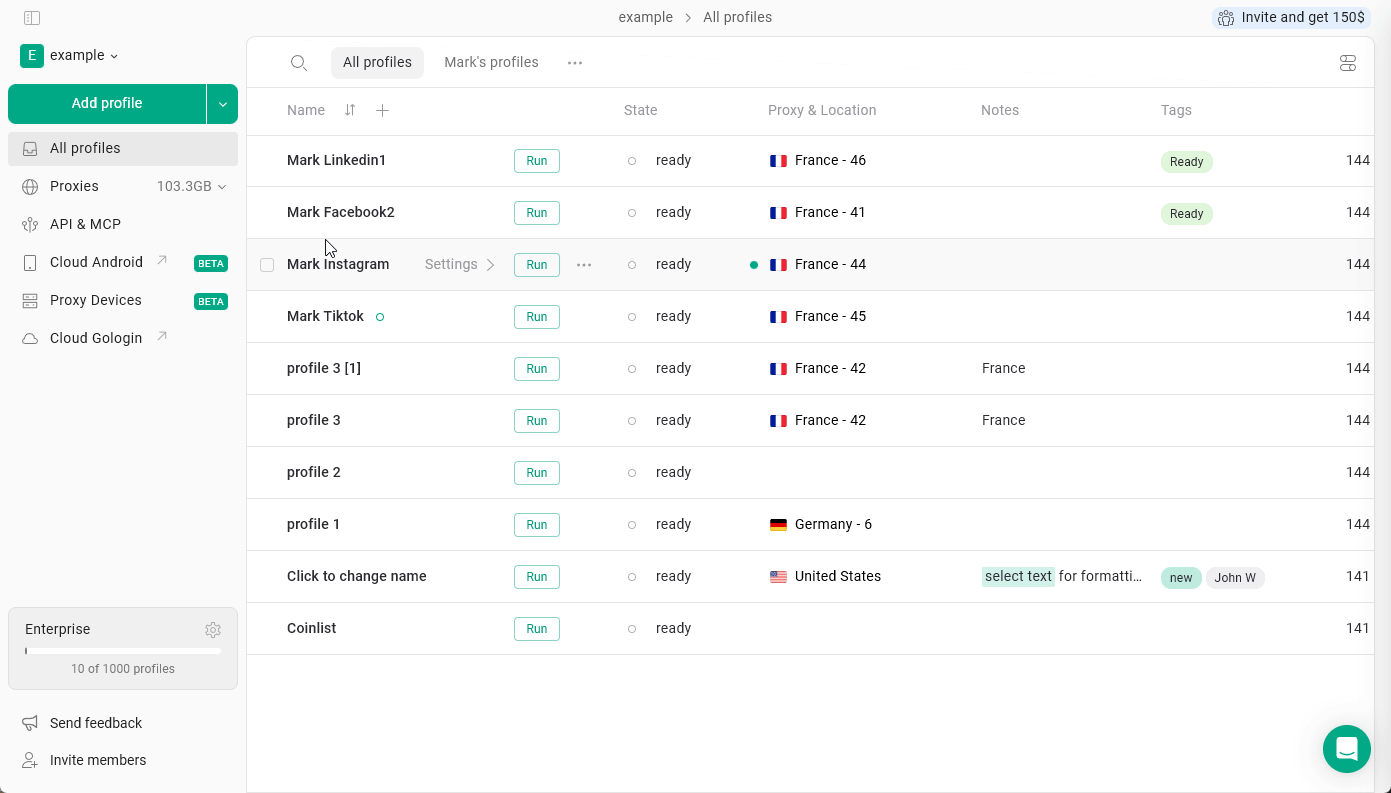 Bulk Export Profiles