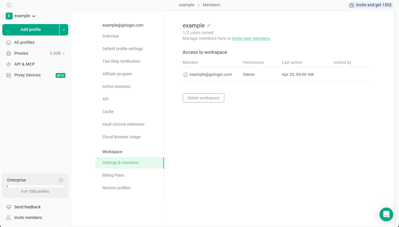 Settings & Members