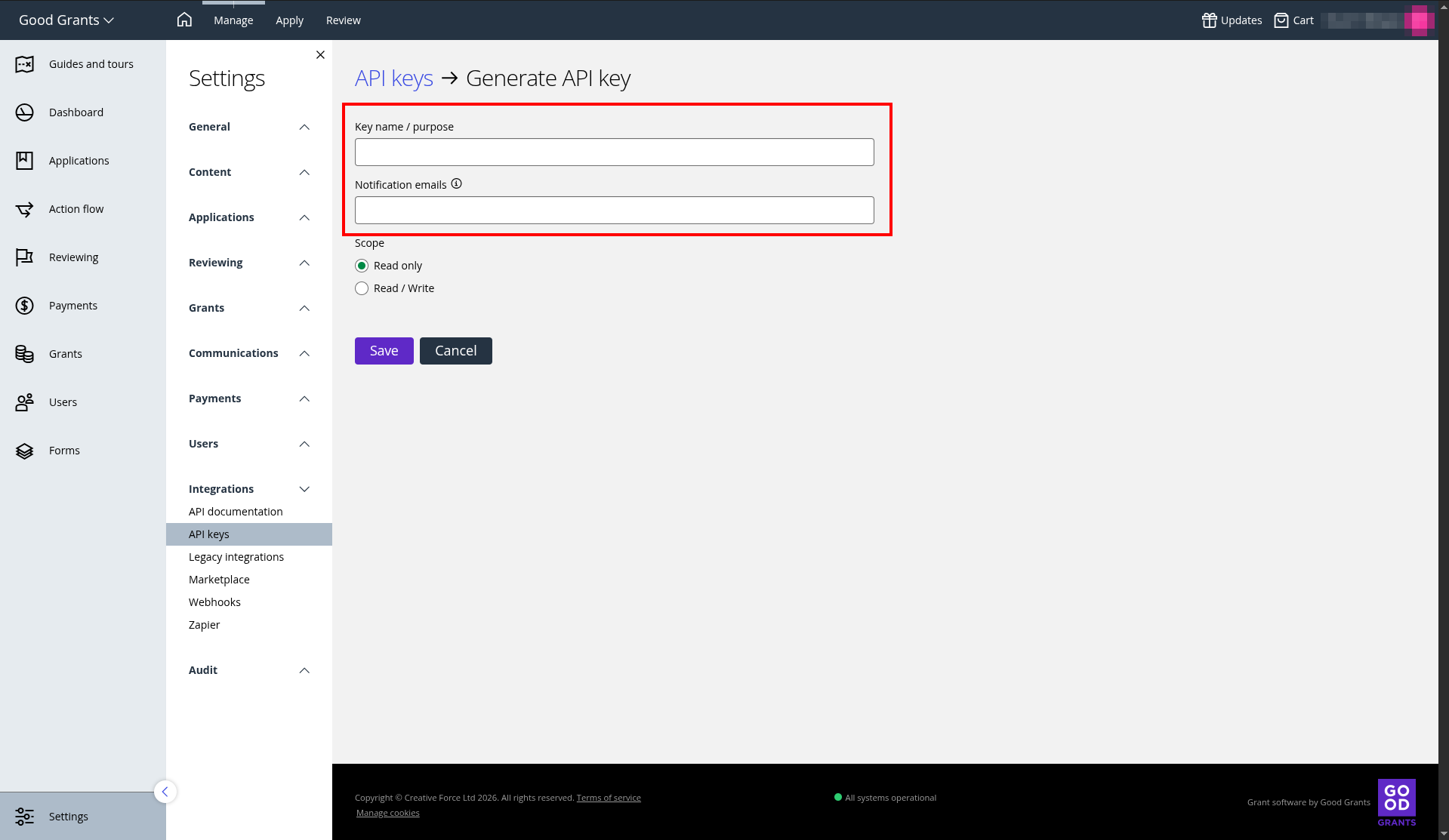 Add API key name and purpose