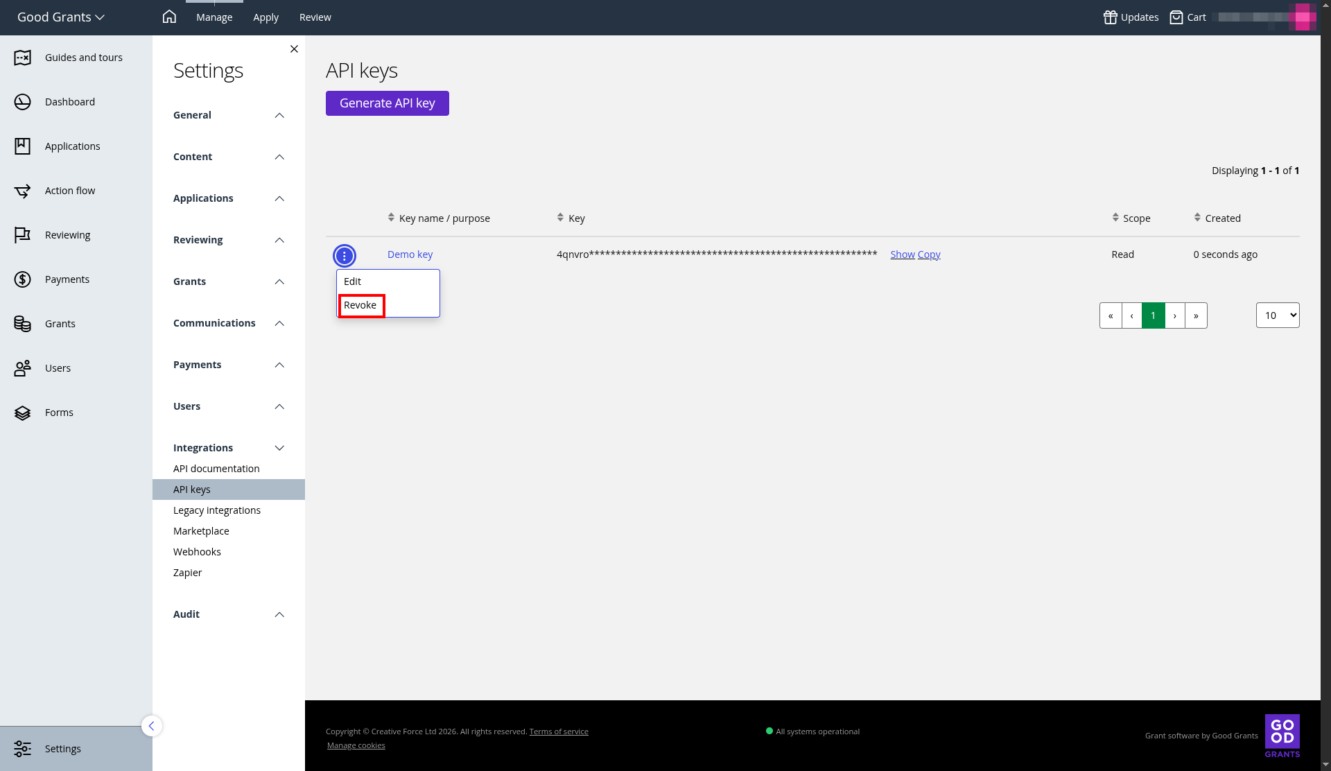 Update API key