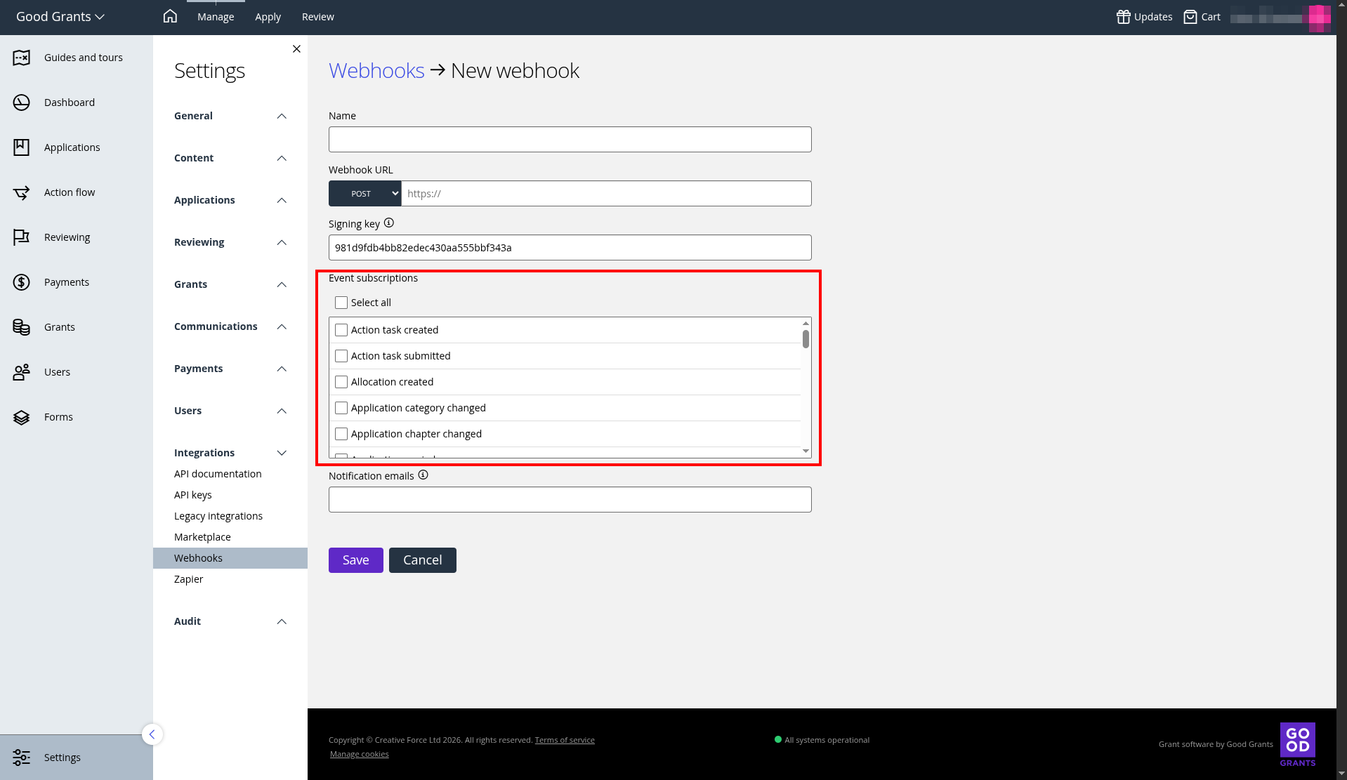 Edit webhook