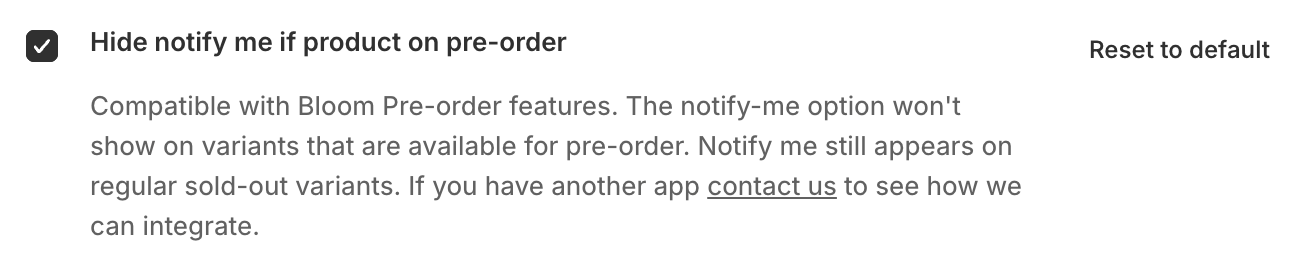 Hide notify me if product on pre-order setting