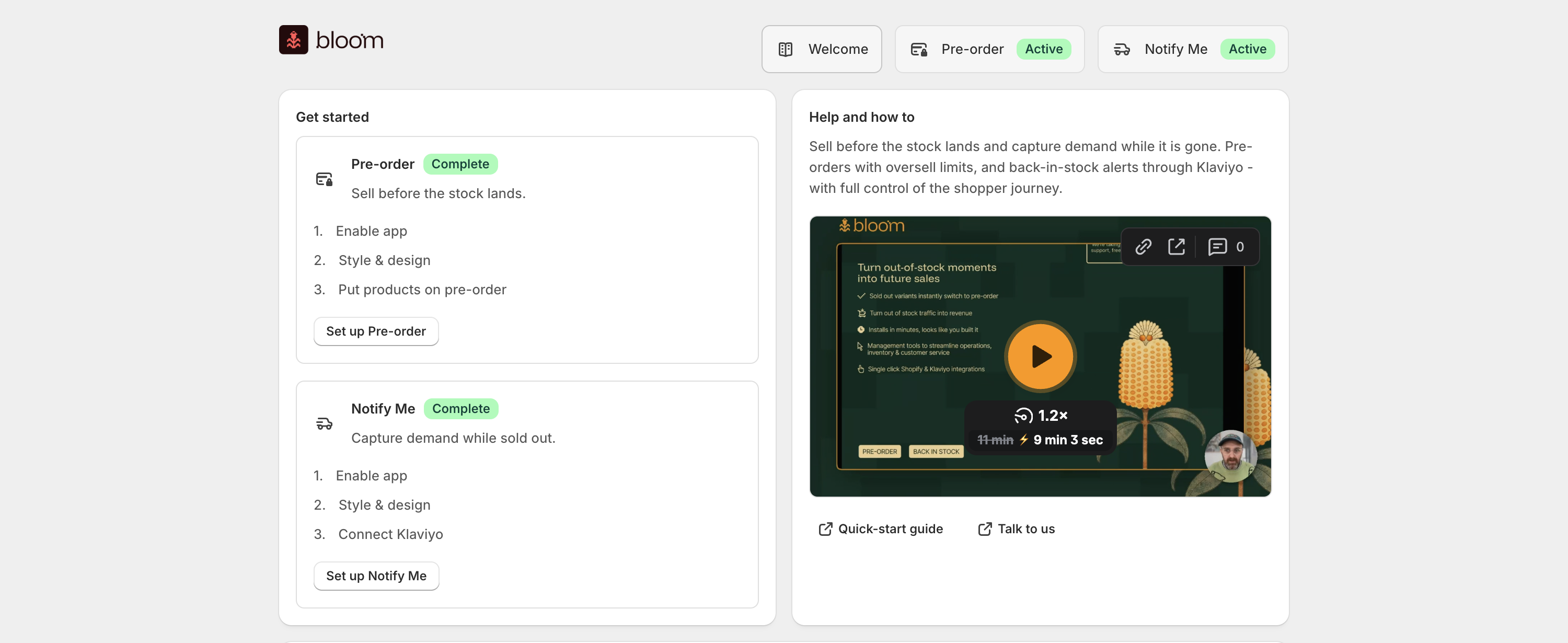 Bloom home page setup guide