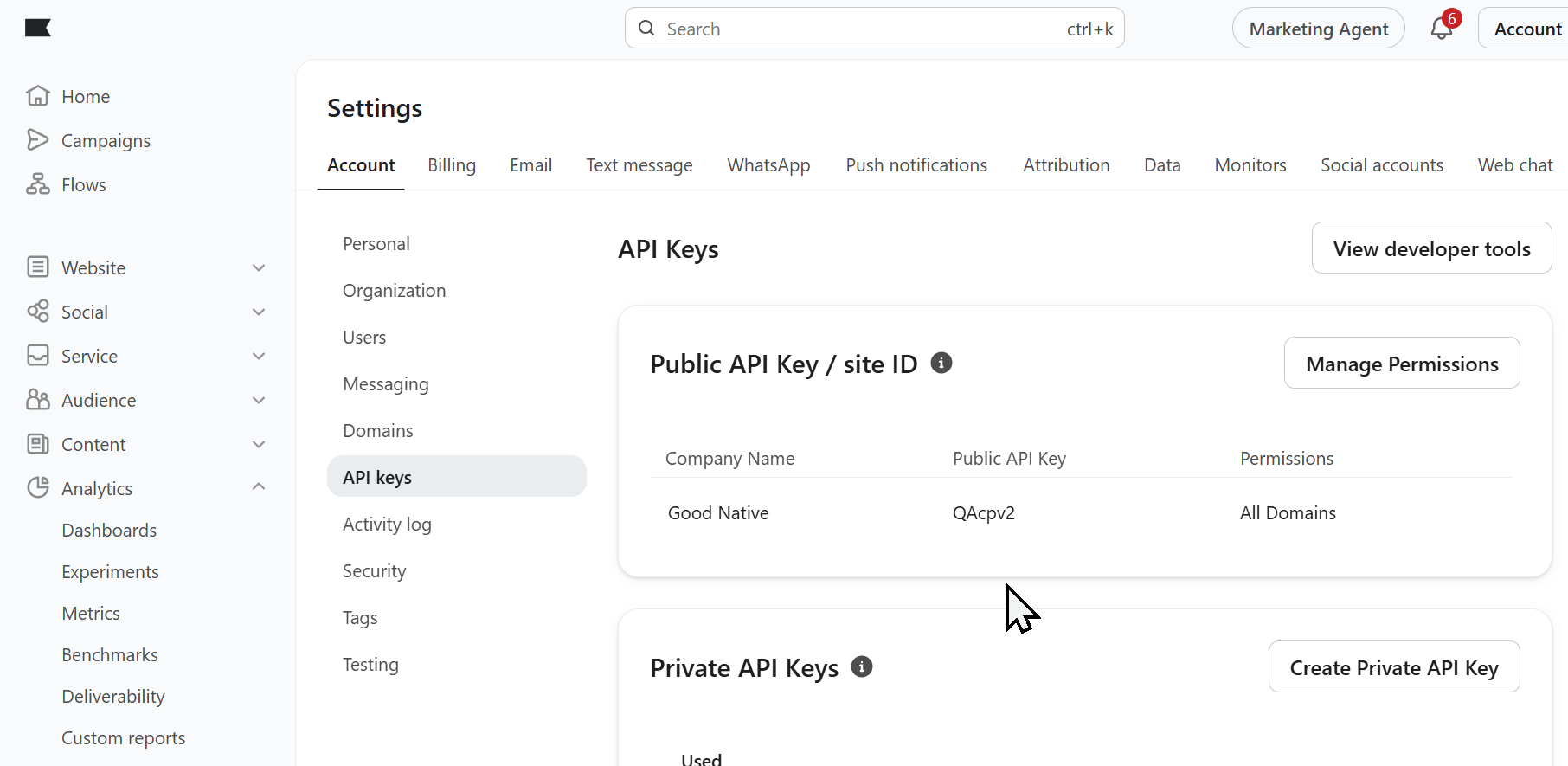Klaviyo Notify Me Settings Api Key