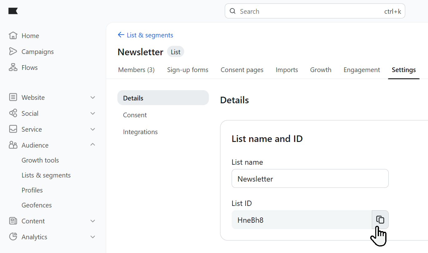 Klaviyo Notify Me Settings List Id