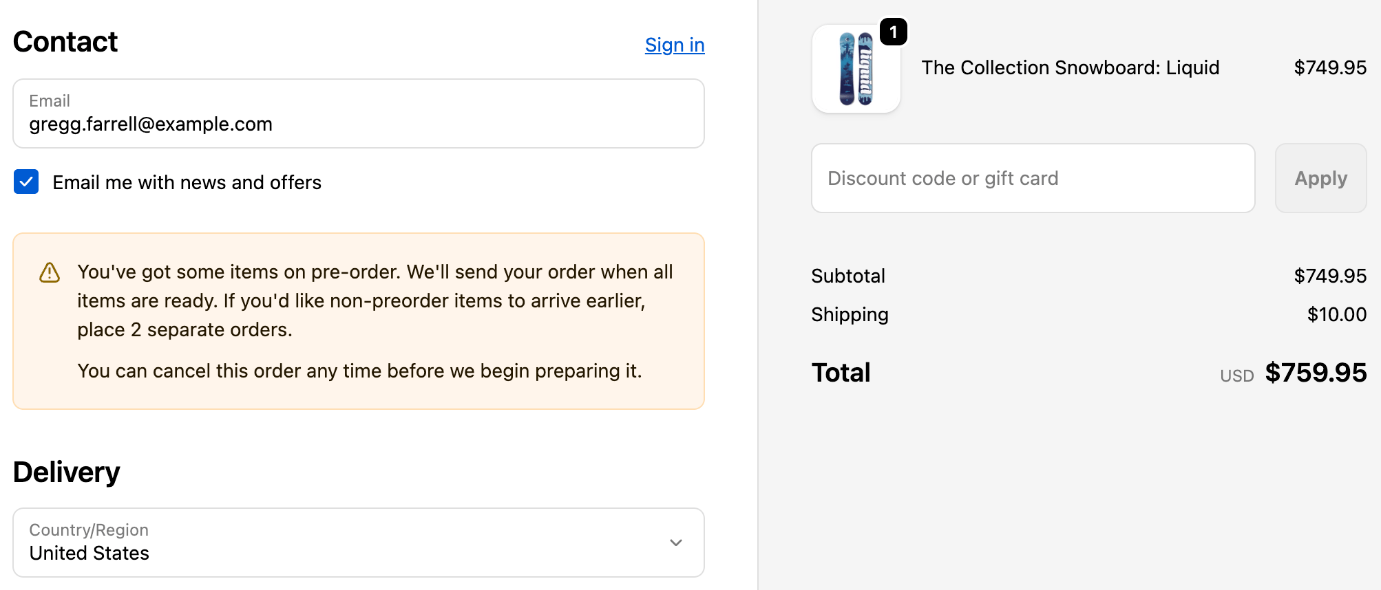 Pre Order Cancel Messaging