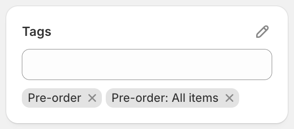 Pre Order Tags