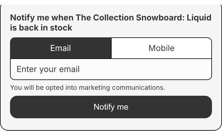 Notify Me form on a product page