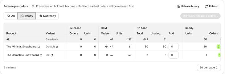 Release orders page in Bloom