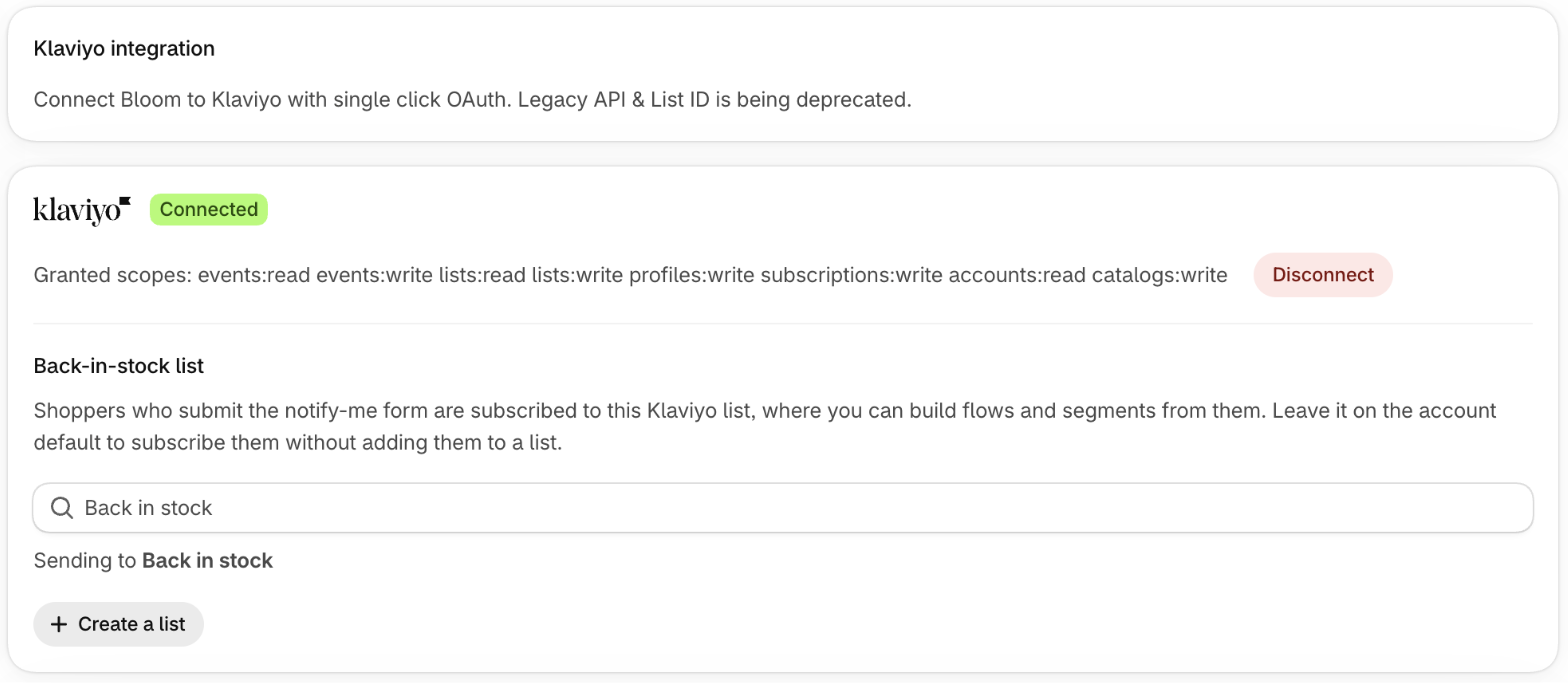 Klaviyo Settings