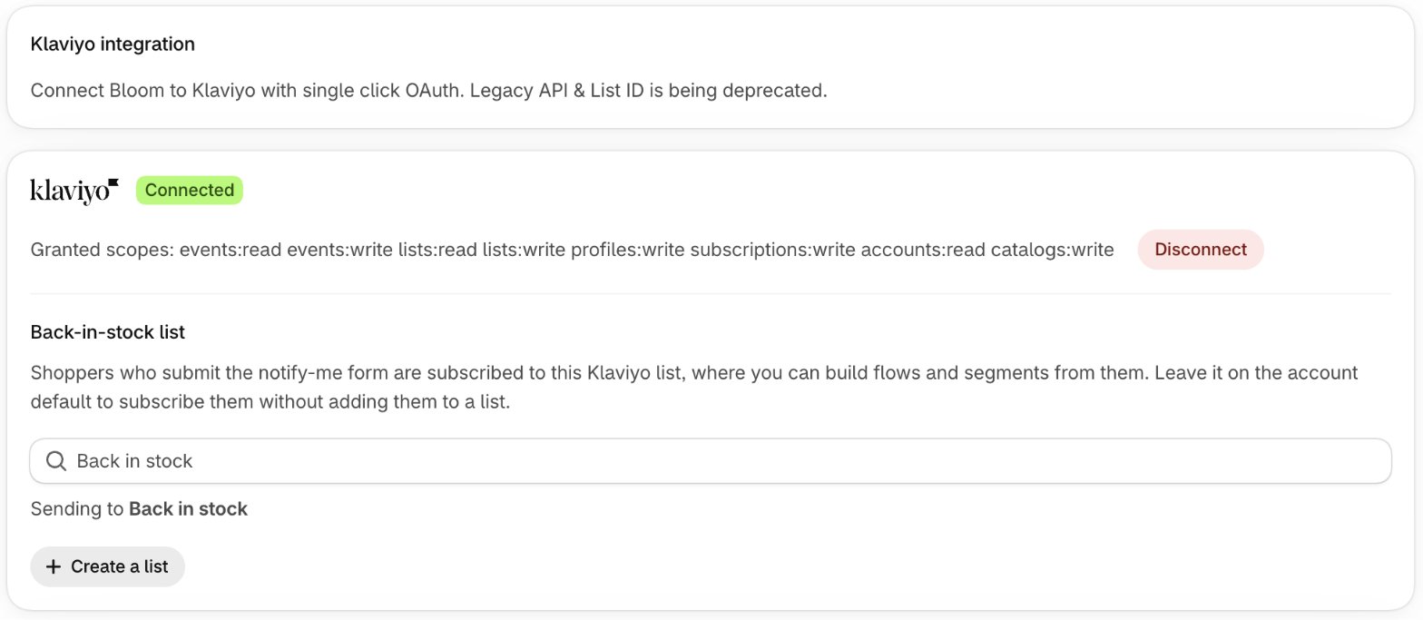 Klaviyo Settings
