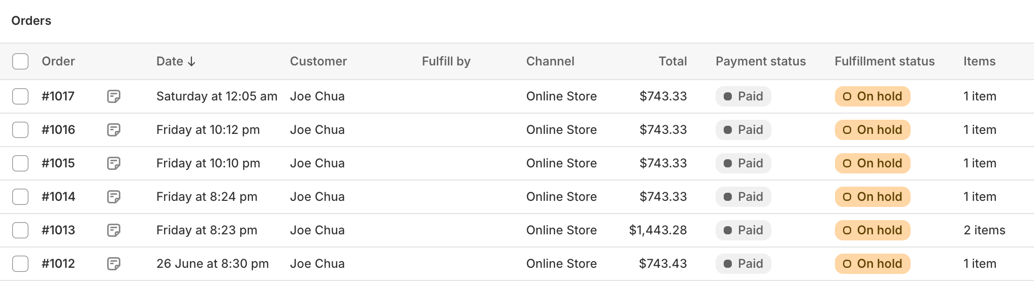 Pre Order Order List