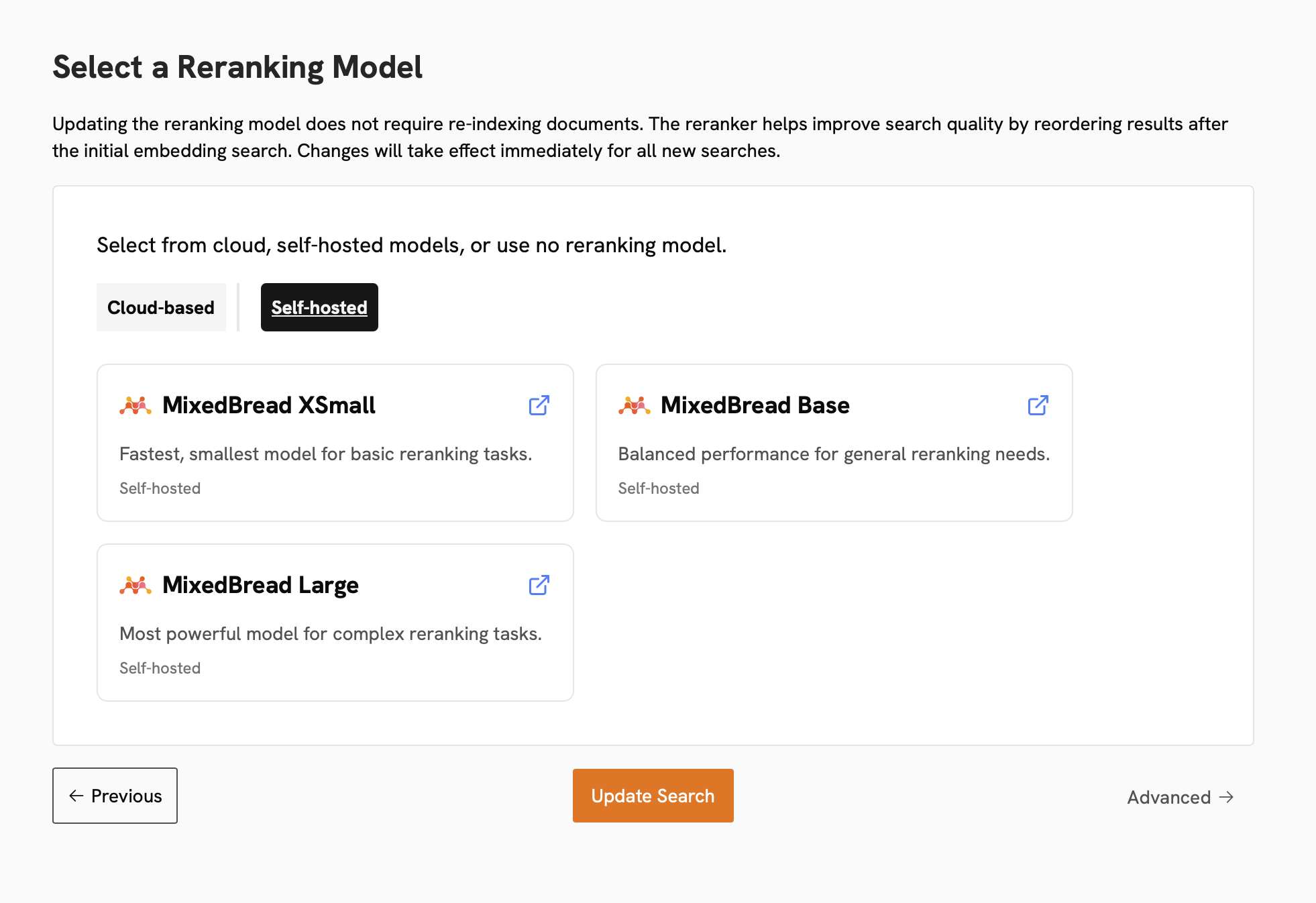 Reranking configuration page