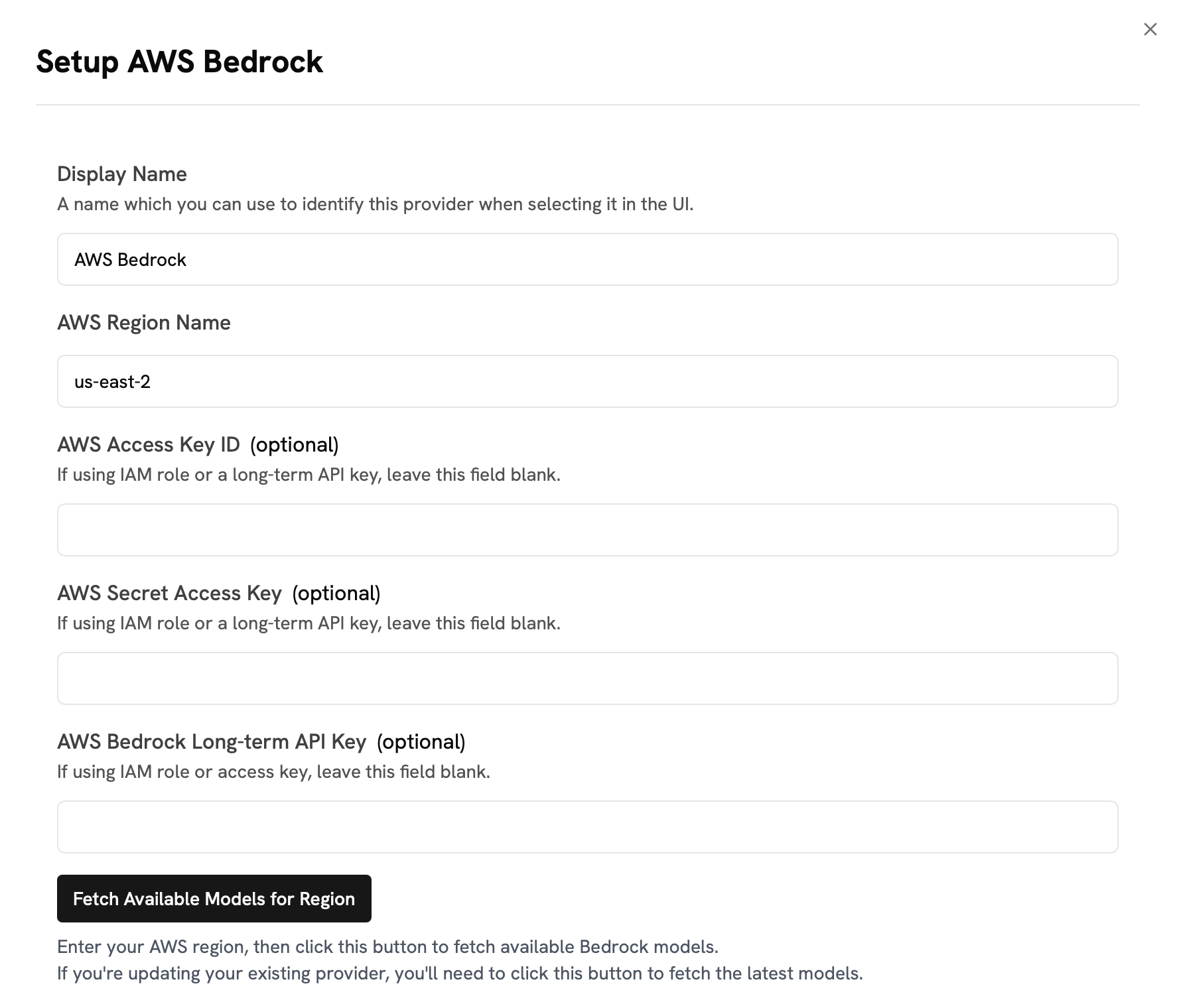 Bedrock Provider Configuration