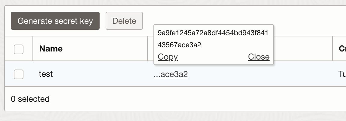 Hover key to view access key