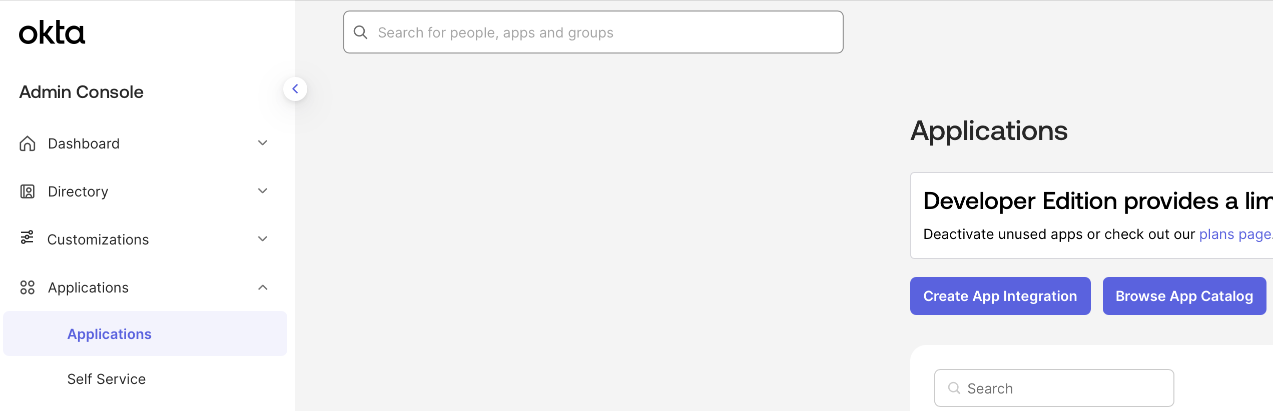 Okta Create Integration Page