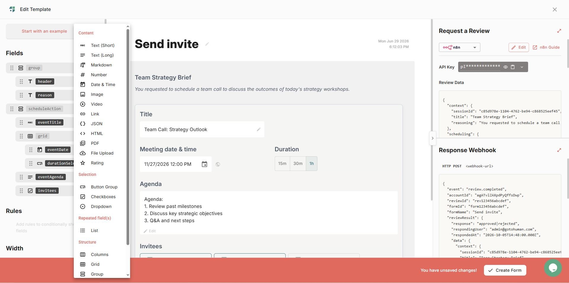 gotoHuman - Add fields