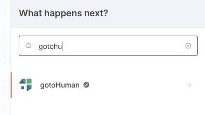 n8n Adding the gotoHuman node