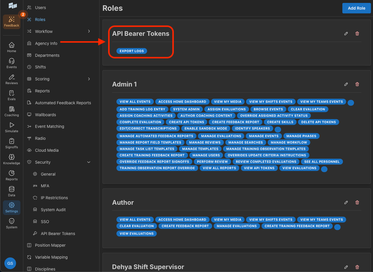 Bearer Token Permissions