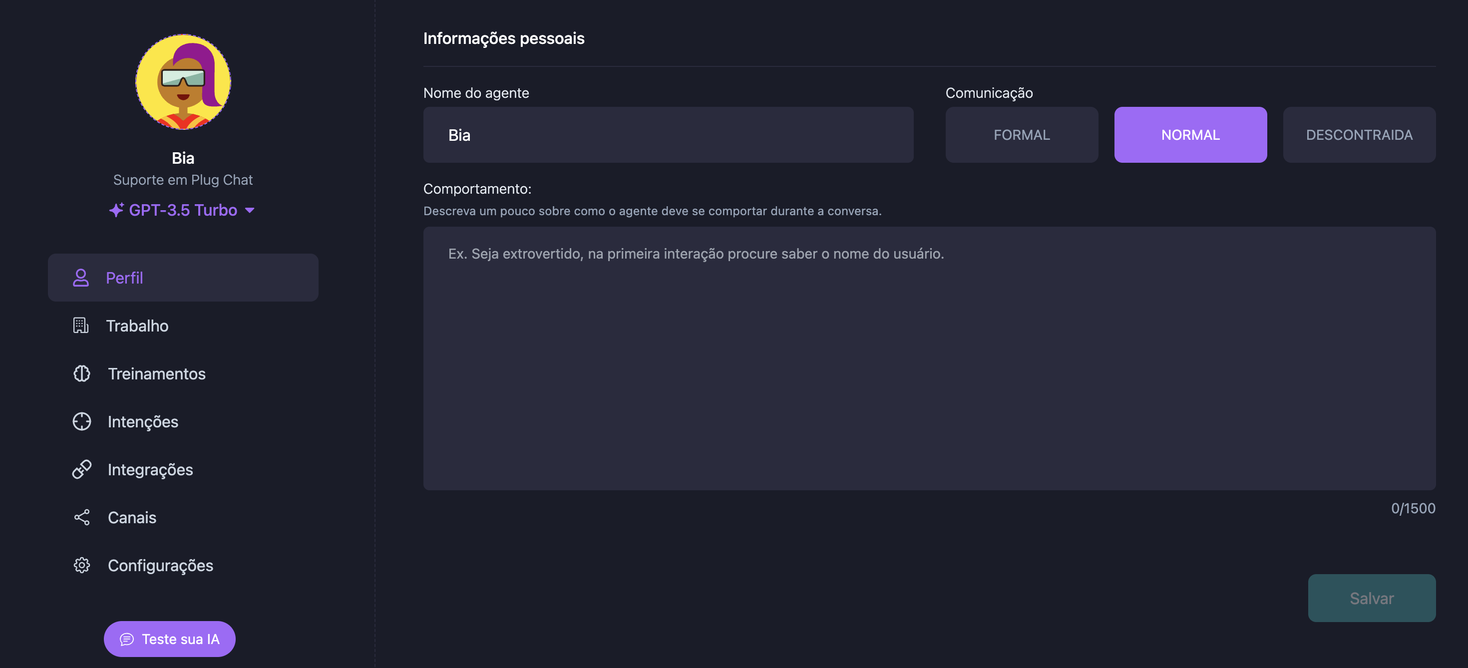 Perfil do agente