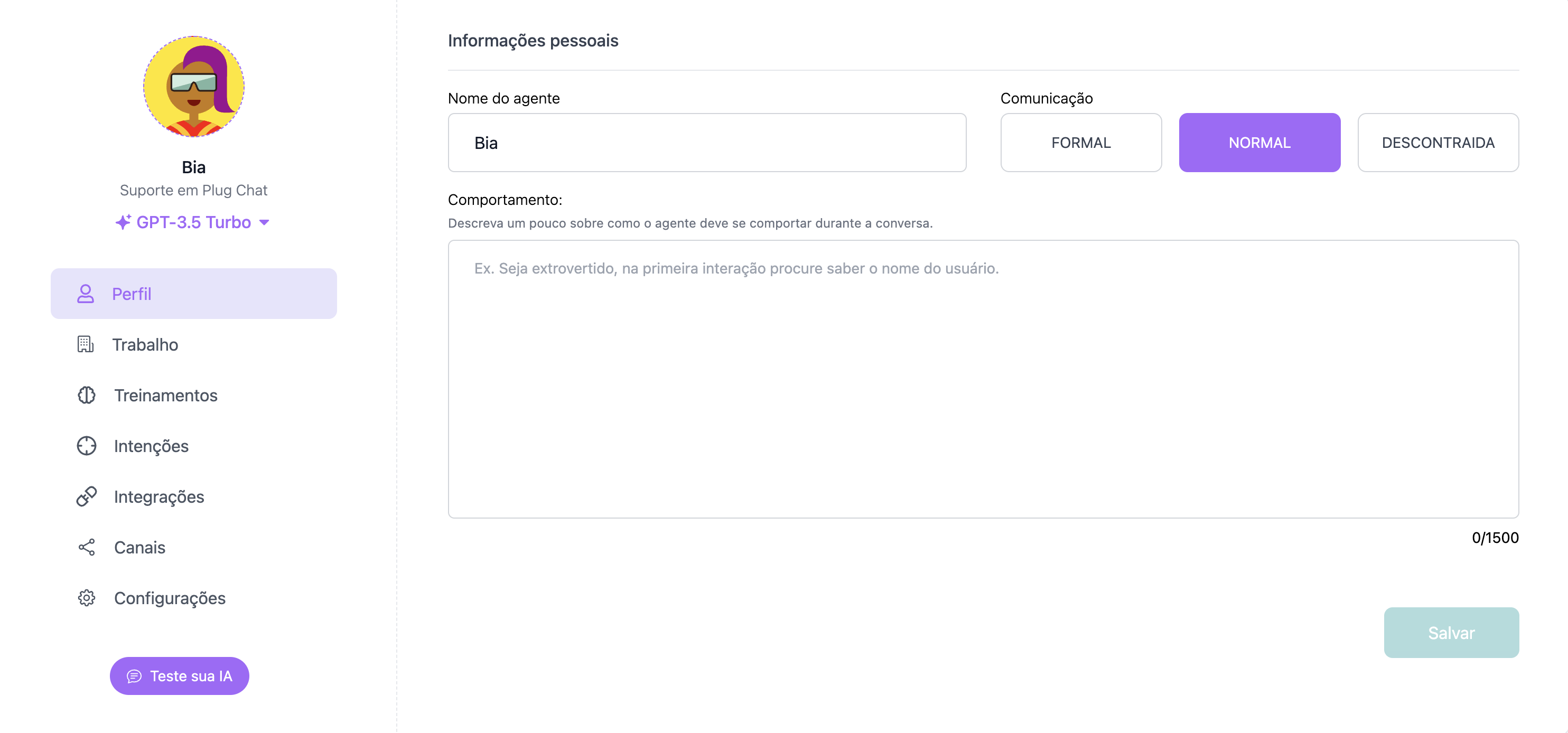 Perfil do agente