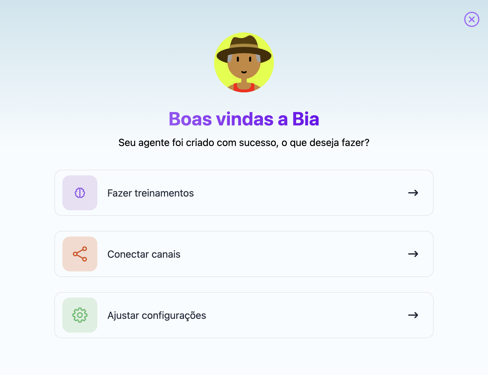 Sucesso ao criar agente