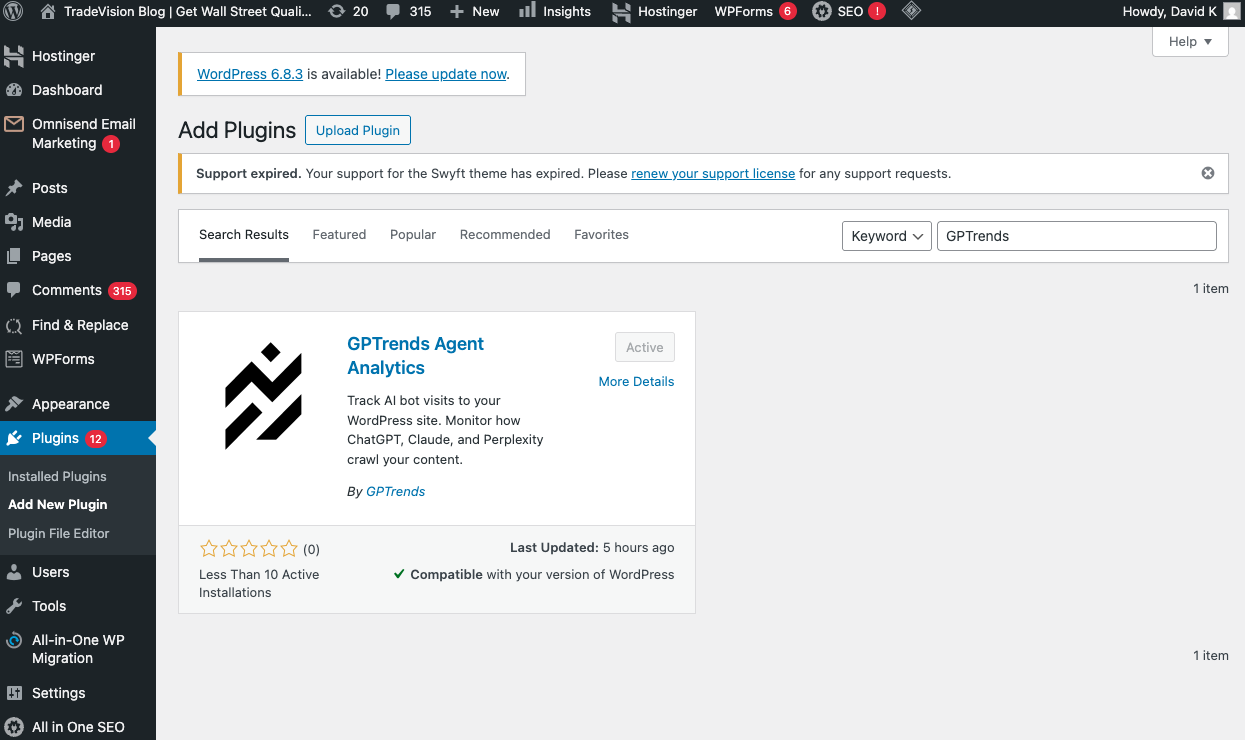 Search for GPTrends plugin