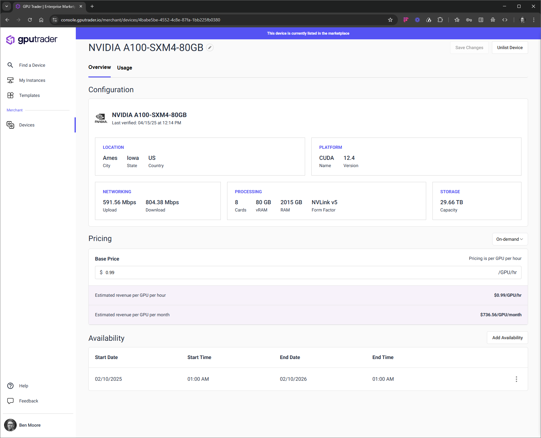 Configure a Device - GPU Trader Documentation