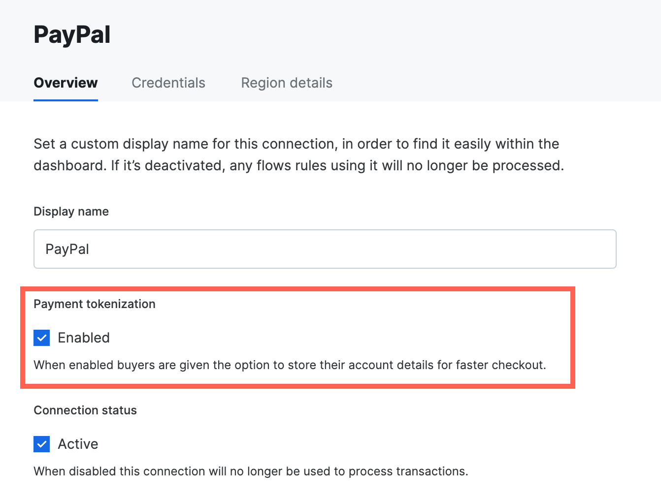 Tokenization toggle
