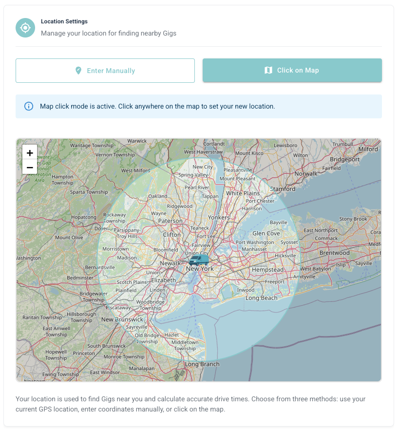 Click on Map to Set Location