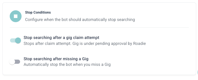 Stop Condition Setting