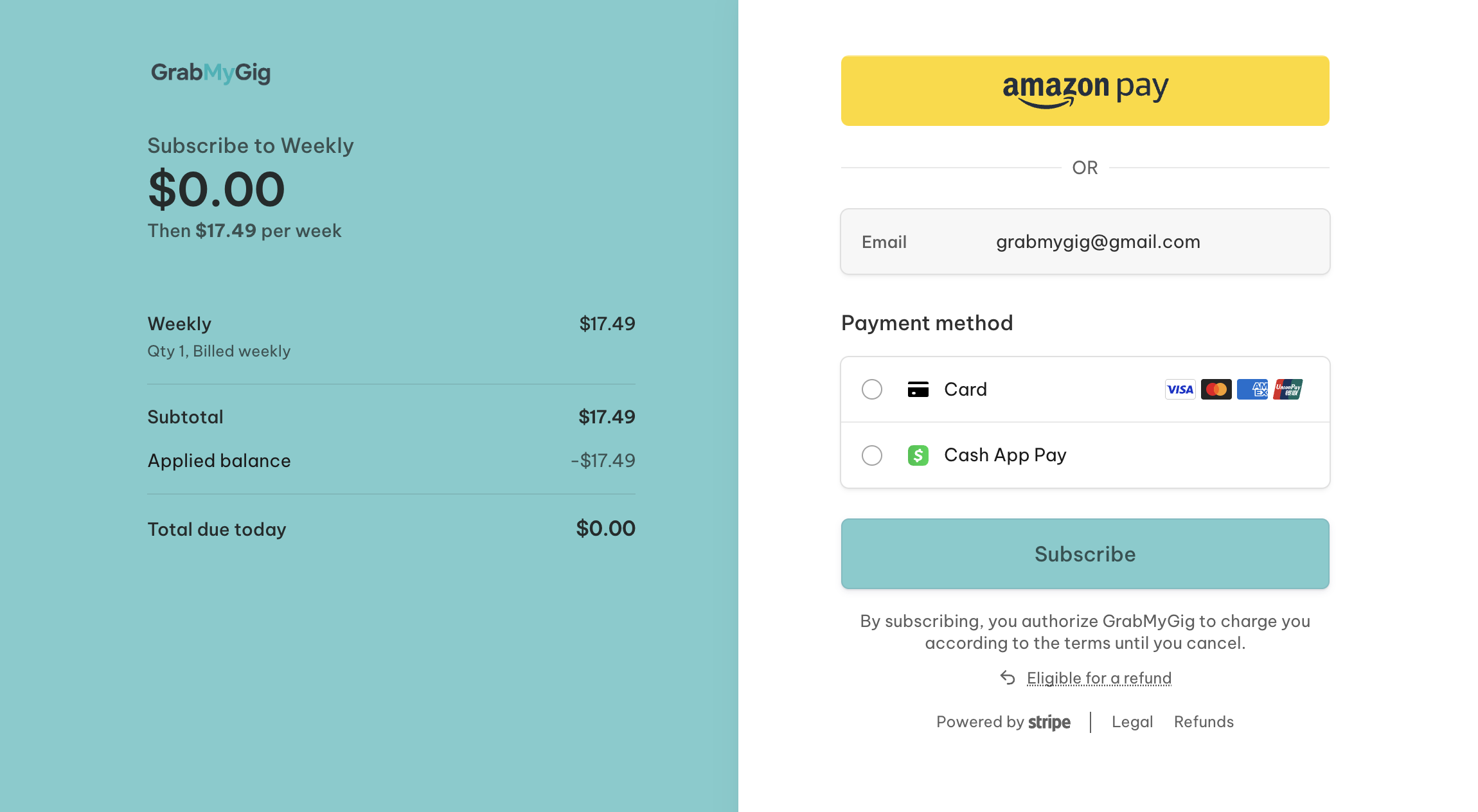 Checkout page with coupon applied