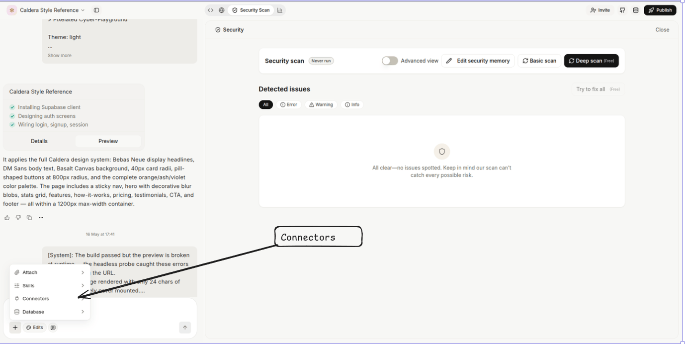 Composer attach menu — Connectors option for wiring third-party services