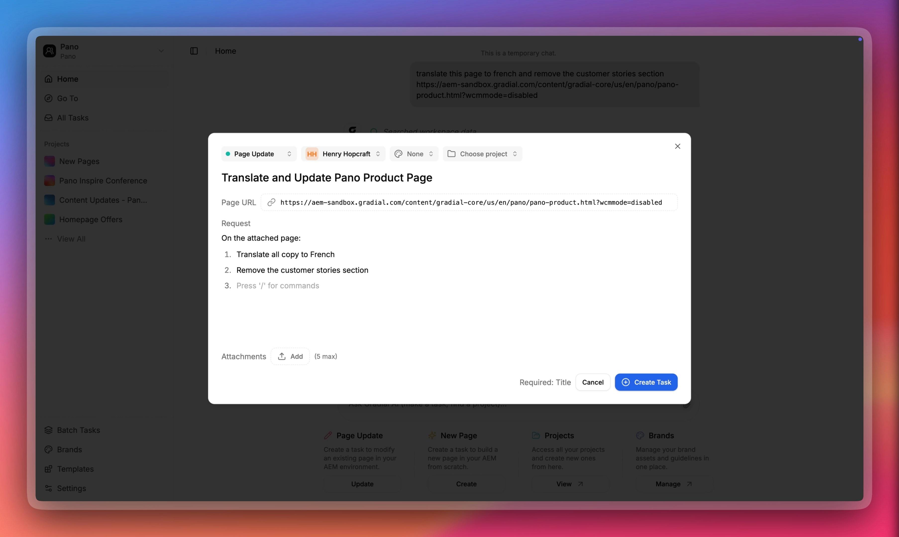 Content Update Task Modal