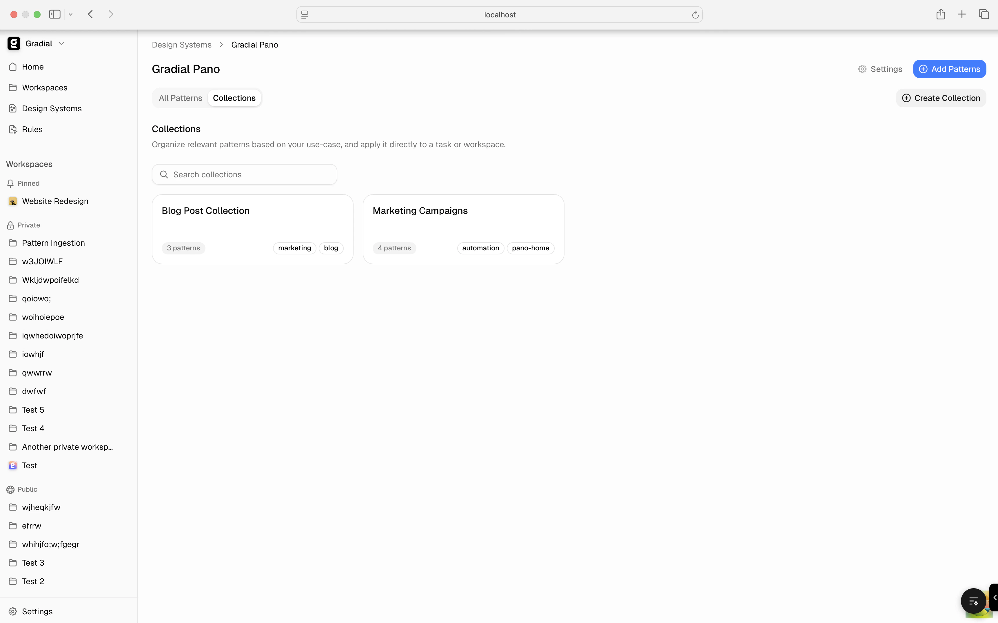 Displays the Collections tab in Design Systems