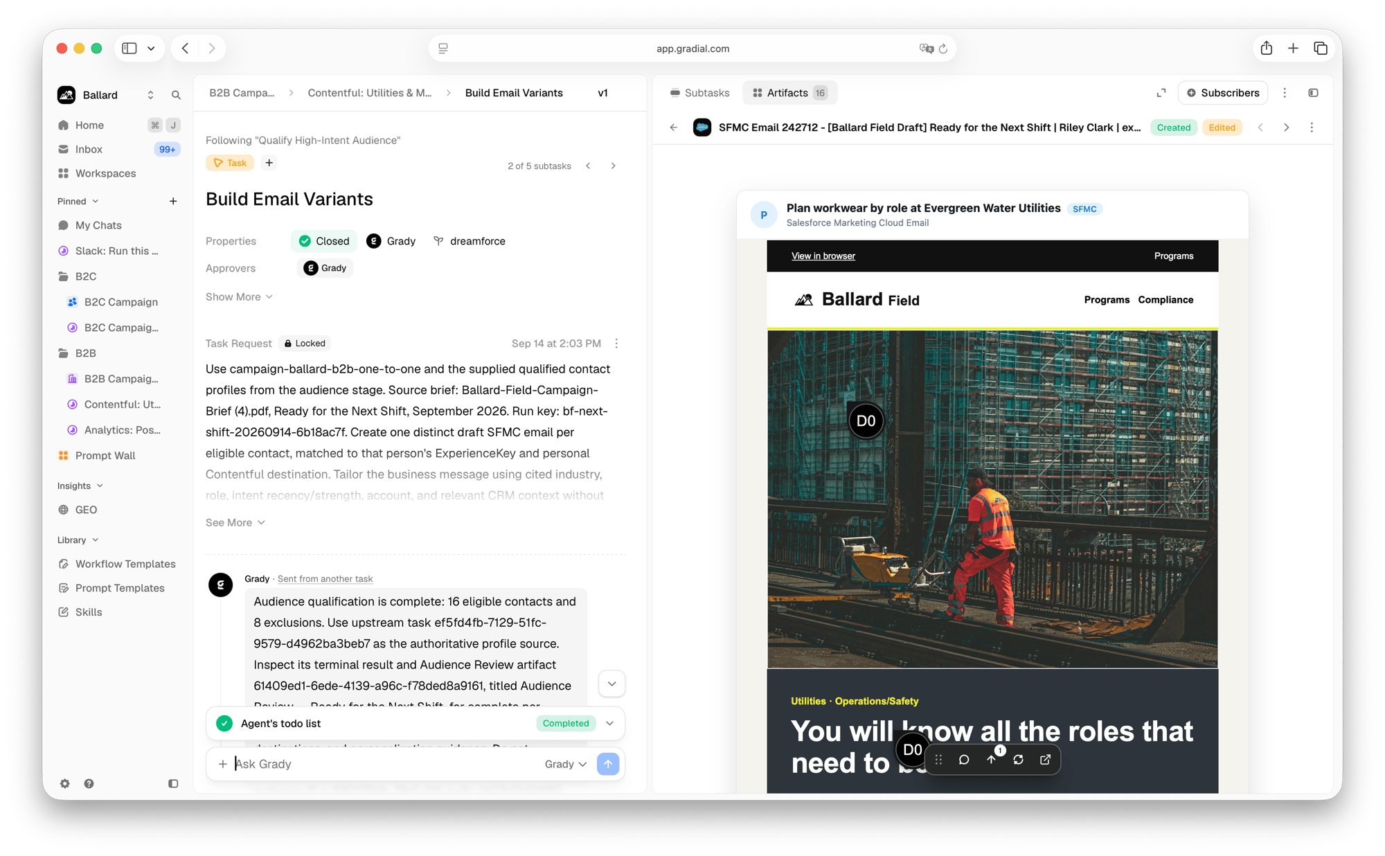 Expanded preview of a single email artifact Expanded preview of a single email artifact