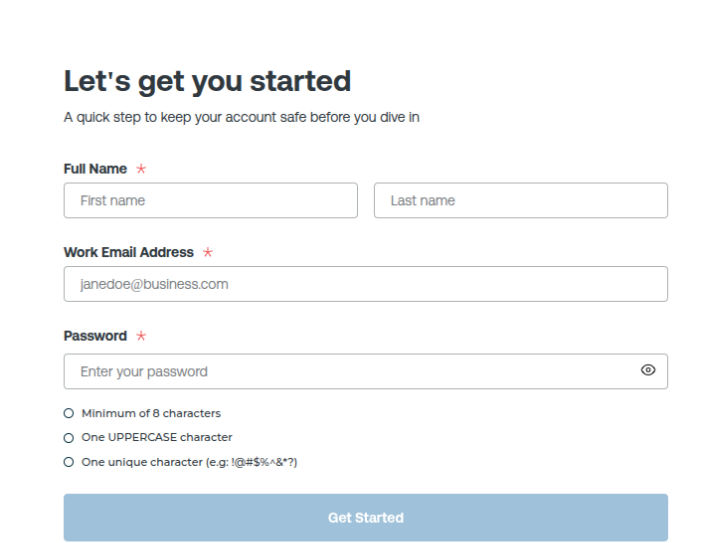 Signup Page Screenshot
