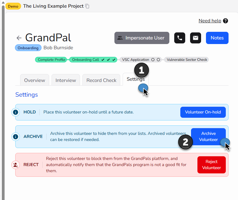 Archive a GrandPal record