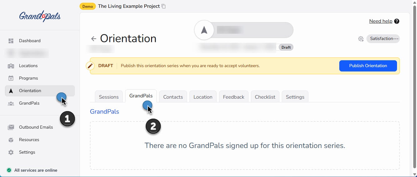Add a GrandPal to Orientation cohort screen